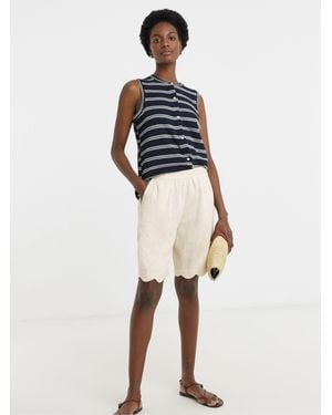 JD Williams Scallop Edge Linen Mix Shorts - White