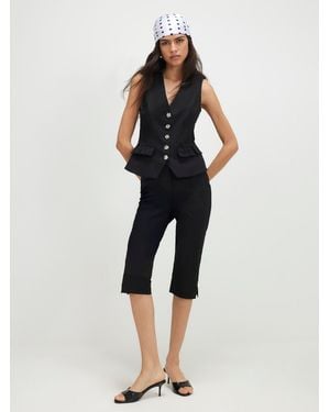 River Island River Island Cotton Sateen Capri Pants - Black