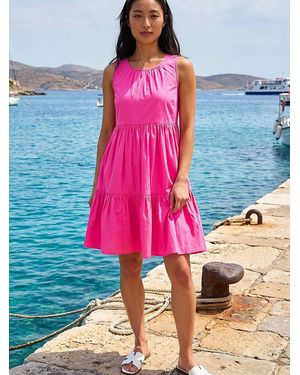 Roman Petite Cotton Tiered Smock Dress - Pink