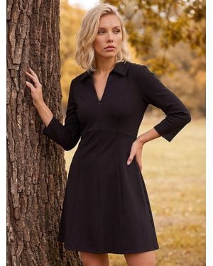 Roman Petite Zip Front Dress - Blue