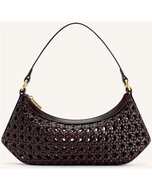 JW PEI Deep Claret Faux Bamboo Woven Shoulder Bag - Red