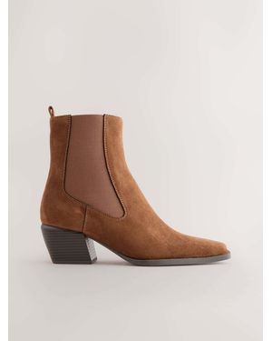Next Tan Standard/Wide Fit Chelsea Style Western Cowboy Boots - Brown