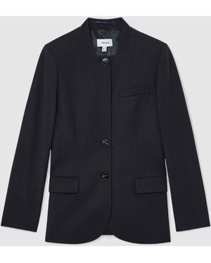 Reiss Gia Wool-Blend Collarless Blazer - Blue