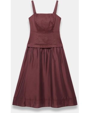 Mint Velvet Ramie Drop Waist Midi Dress - Purple