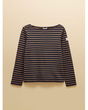 Joules Harbour Long Sleeve Striped Boat Neck Breton Top - Black