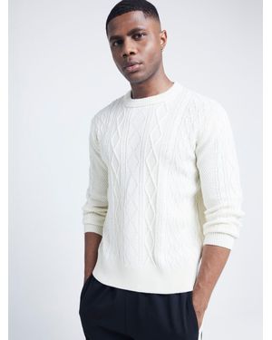 River Island Zopfstrickpullover Mit Rundhalsausschnittextra-Groß - Weiß