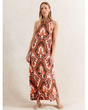 Ro & Zo Tile Print Placement Dress - White