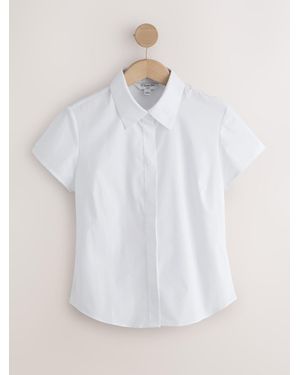Next Fitted Stretch Essential Short Sleeve Shirts 2 Pack - White
