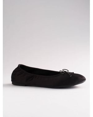 The Set Satin Ballet Flats - Black