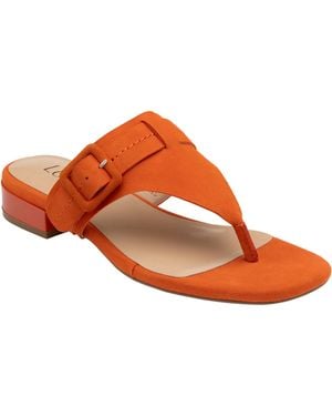 Lotus Suede Toe-Post Mule Sandals - Orange