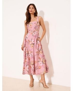 Lipsy Petite Strappy Historic Waist Midi Dress - Pink