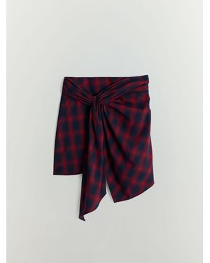 BHOEM Tie-Front Plaid Mini Skirt - Red