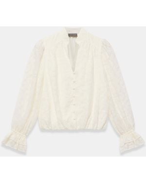 Mint Velvet Puff Shoulder Feather Detail Blouse - White
