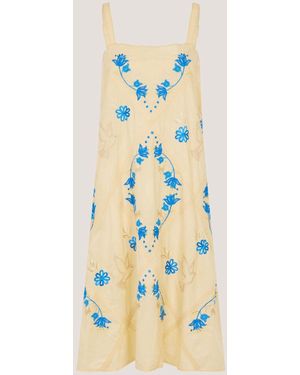 Monsoon Sophie Embroidered Midi Cami Dress - Metallic