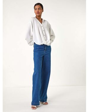 Roman Twist Hem V-Neck Shirt - Blue