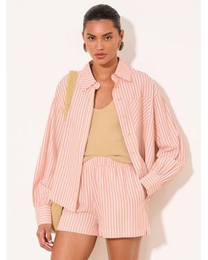 Lipsy Striped Button Down Shirt - Pink