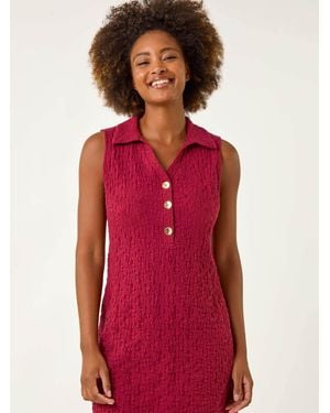 Roman Crinkle Collared A-Line Stretch Dress