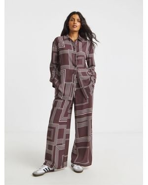Simply Be Oversized Herringbone Shirt - Brown