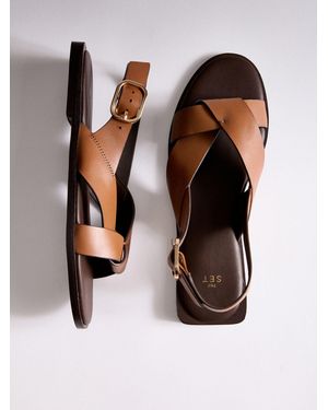 The Set Premium X-Strap Slingback Casual Sandals - Black