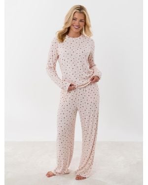 Threadbare Petite Long Sleeve And Pants Pajamas Set - Pink