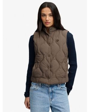 Superdry Onion Quilt Crinkle Snap Gilet - Black