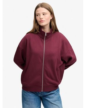 Superdry Signature Embroided Oversized Sweat Top - Red
