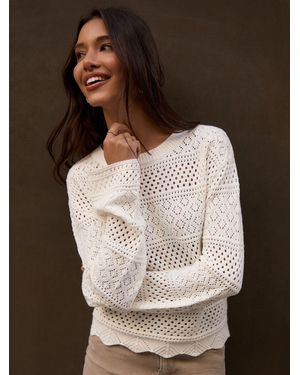 Threadbare Crochet Knit Jumper - Brown