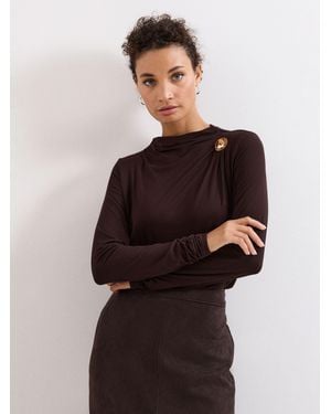 Phase Eight Etta Detail Top - Brown