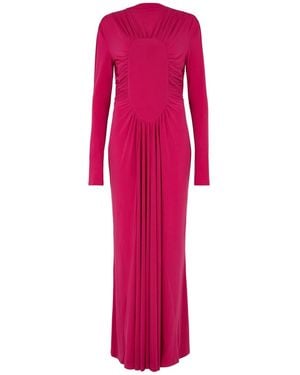 DASKA Chara Maxi Dress With Long Sleeves And Ruched Detail - Pink