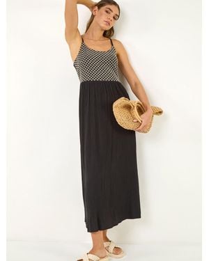 Roman Strappy Lace Midi Dress - Black