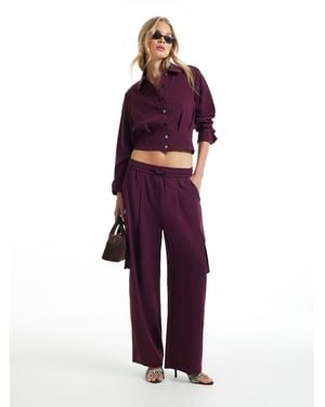 River Island Elastic Utility Barrel Leg Pants - Purple