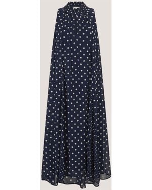 Monsoon Yaz High Neck Sleeveless Polka Dot Midi Dress - Blue