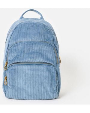 Oliver Bonas Harper Light Corduroy Triple Zip Backpack - Blue