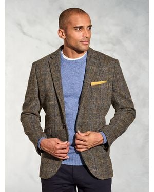 Brook Taverner Tailored Fit Harris Tweed Check Jacket - Gray