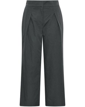 Evans Pleated Stripe Pants - Gray