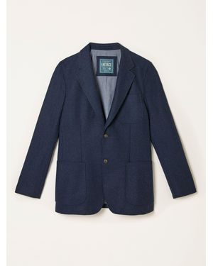 FatFace Fatface Witley Wool Mix Herringbone Blazer - Blue