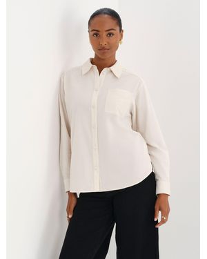 Finery London Raquel Corduroy Long Sleeve Shirt - White