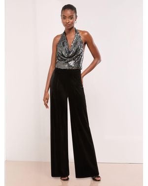 Lipsy Velvet Wide Leg Pants - White