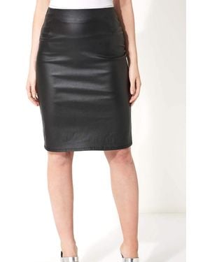 Roman Faux Leather Pull On Pencil Skirt - Black