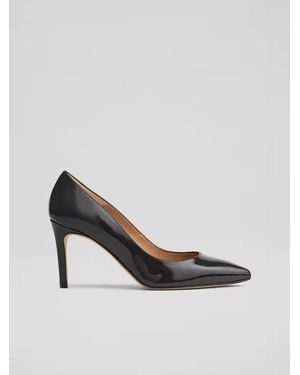 LK Bennett Floret Patent Pointed Toe Courts - Black