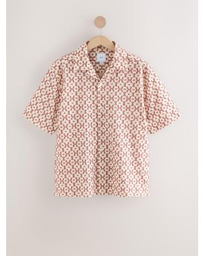 Next Trellis Textured Short Sleeve 100% Cotton Shirt - Pink