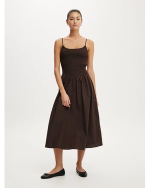 Cotton On Remy Shirred Bodice Midi Dress - White