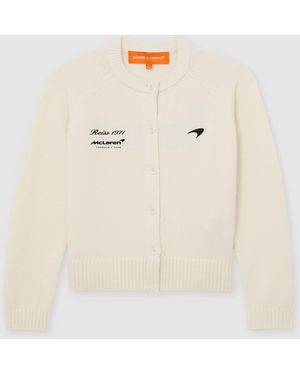 Reiss Louise Mclaren Racing Wool Cropped Cardigan - Natural