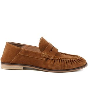 Jones Bootmaker Petunia Flared Heel Penny Loafers - Brown
