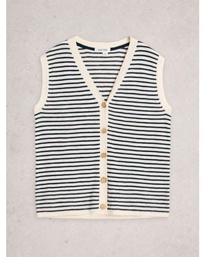 White Stuff Stripe Nova Cotton Linen Blend Vest - Gray