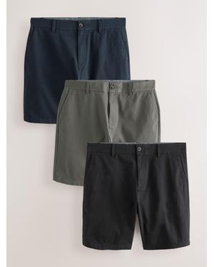 Next Straight Fit Stretch Chinos Shorts 3 Pack - Multicolor