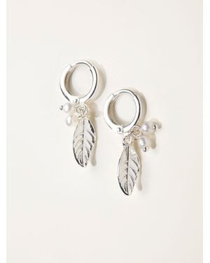 FatFace Fatface Leaf Charm Drop Earrings - Natural