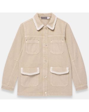 Mint Velvet Mint Velvet Washed Lace Trim Shacket - Natural