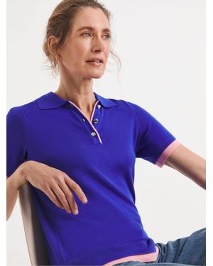 JD Williams Contrast Short Sleeve Collar Sweater - Blue