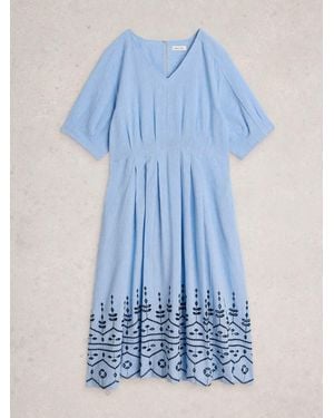 White Stuff Kate Linen Blend Dress - Blue